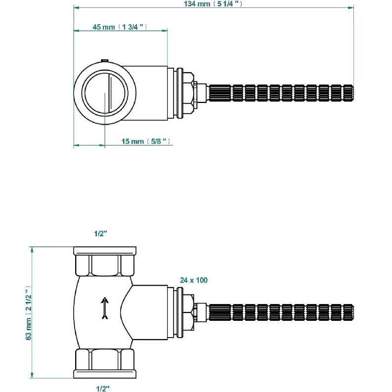 Встраиваемая часть вентиля 1/2" для горячей воды THG General items G00-A00-30/HA